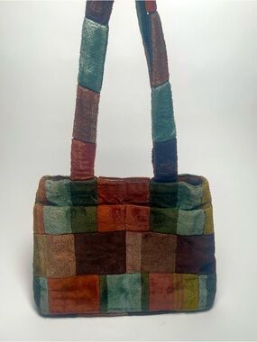 Vintage Daren’s Bags Patchwork Carpet  Chenille Style Handbag Tote Boho Eclectic